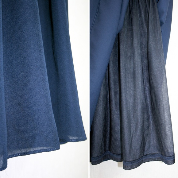 Tribal Print Navy Chiffon Fit & Flare Dress NWOT - Picture 6 of 8